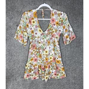 Raisins Floral Textured Tavarua Dress Swimsuit Coverup Womens Juniors Size Small
